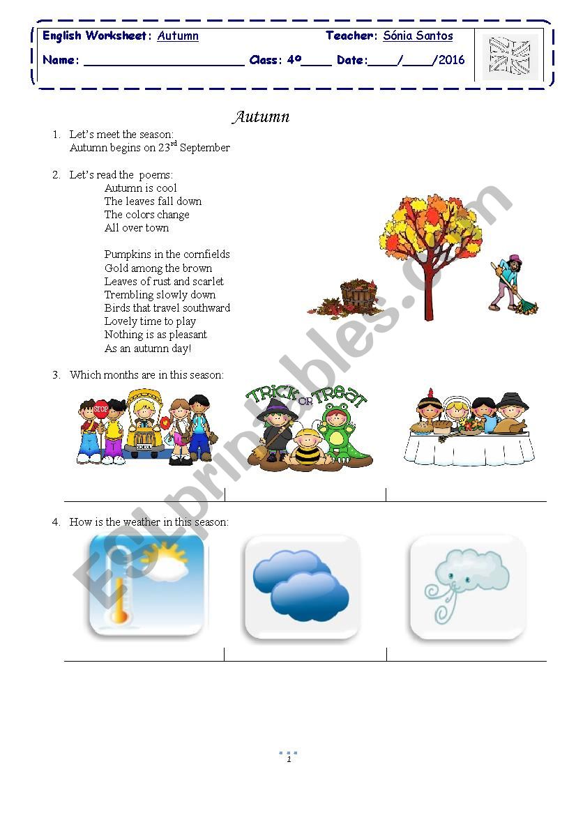 Autumn worksheet