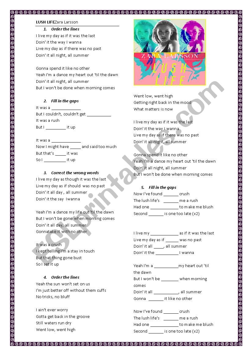 Lush Life worksheet