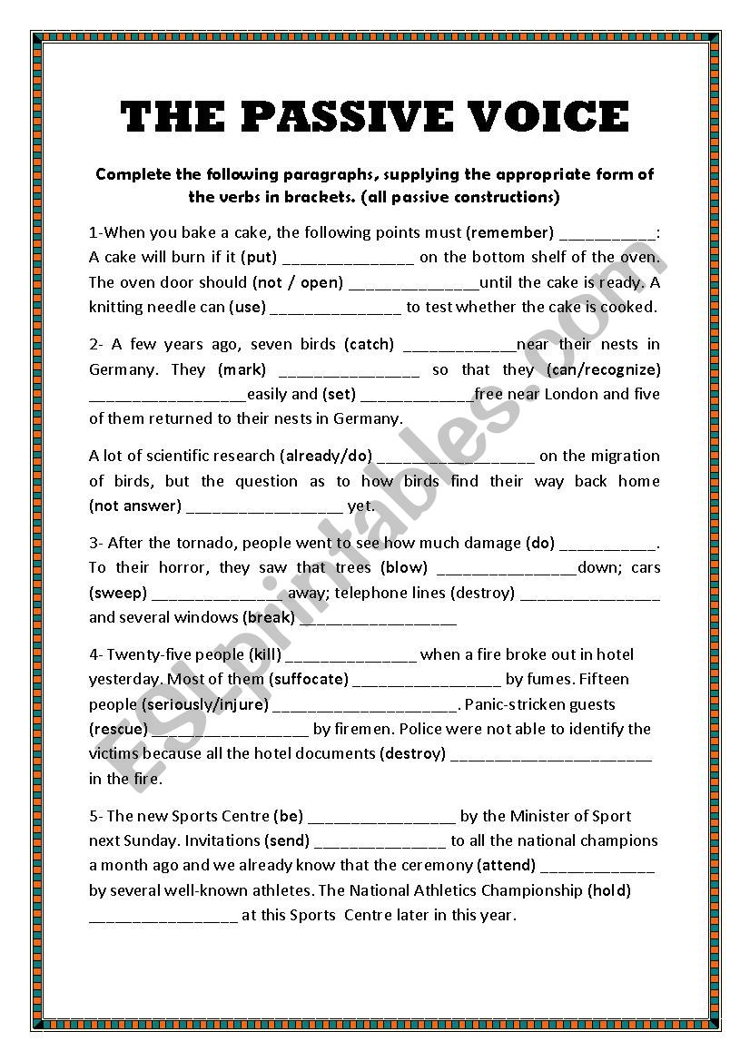 the passive voice worksheet