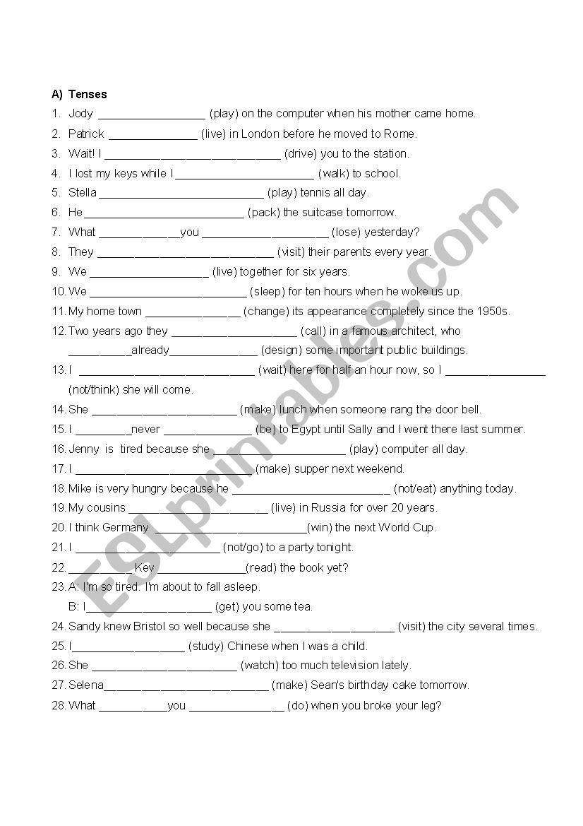 tenses, passive and reported speech revision