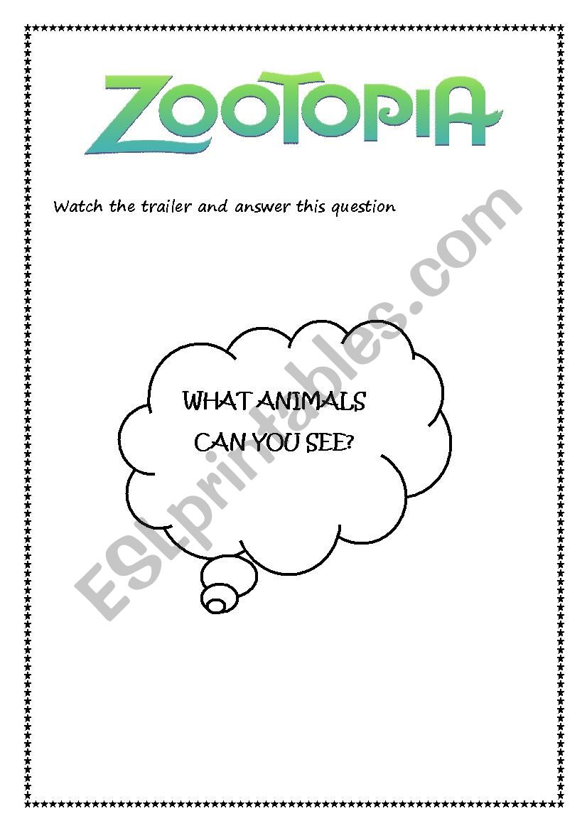 Zootopia - trailer worksheet