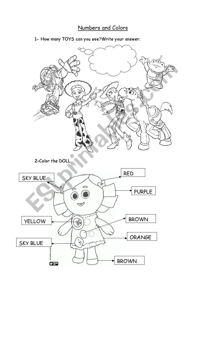 Numbers and colors worksheet