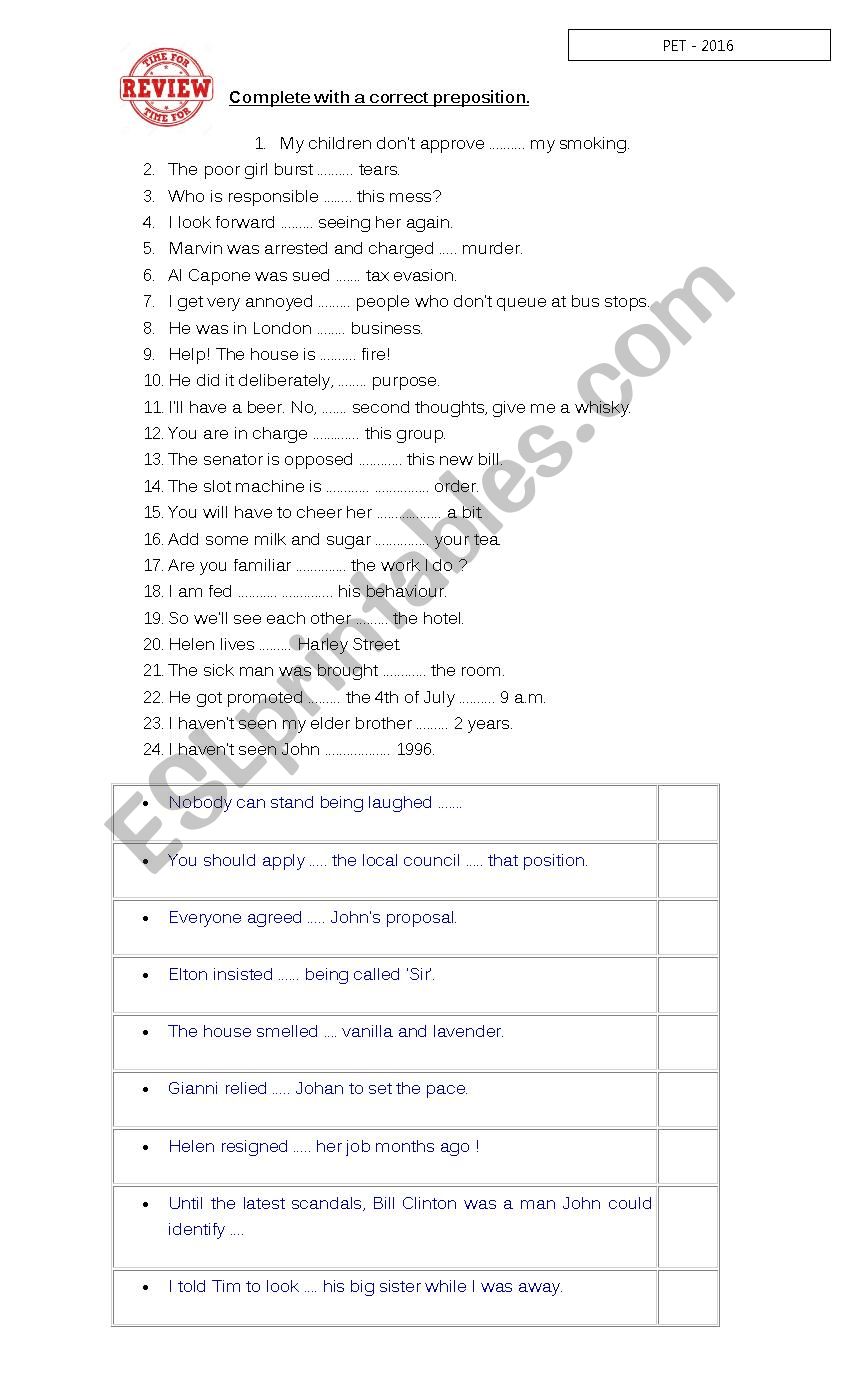 Welcome Back Revision worksheet