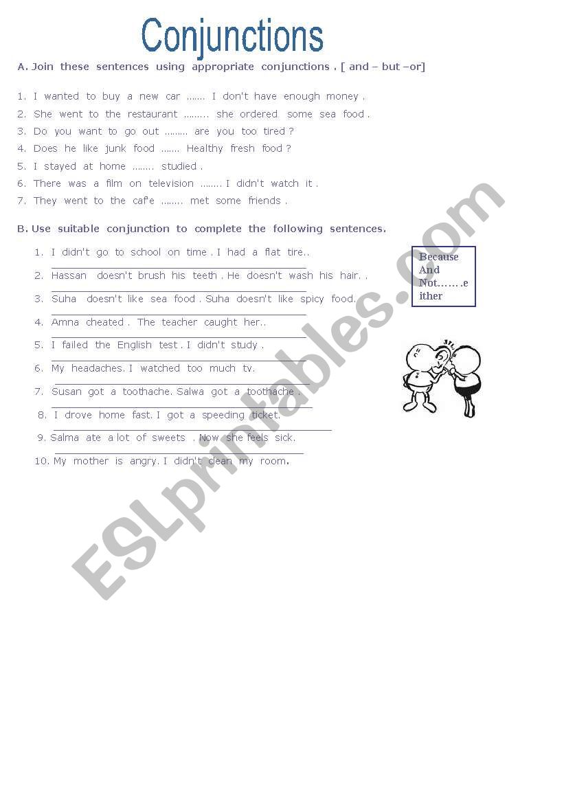 conjunction worksheet