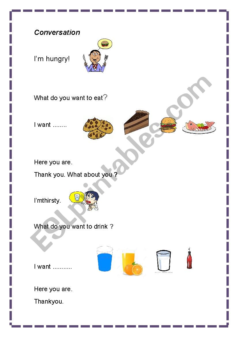 Hungry and thirsty worksheet