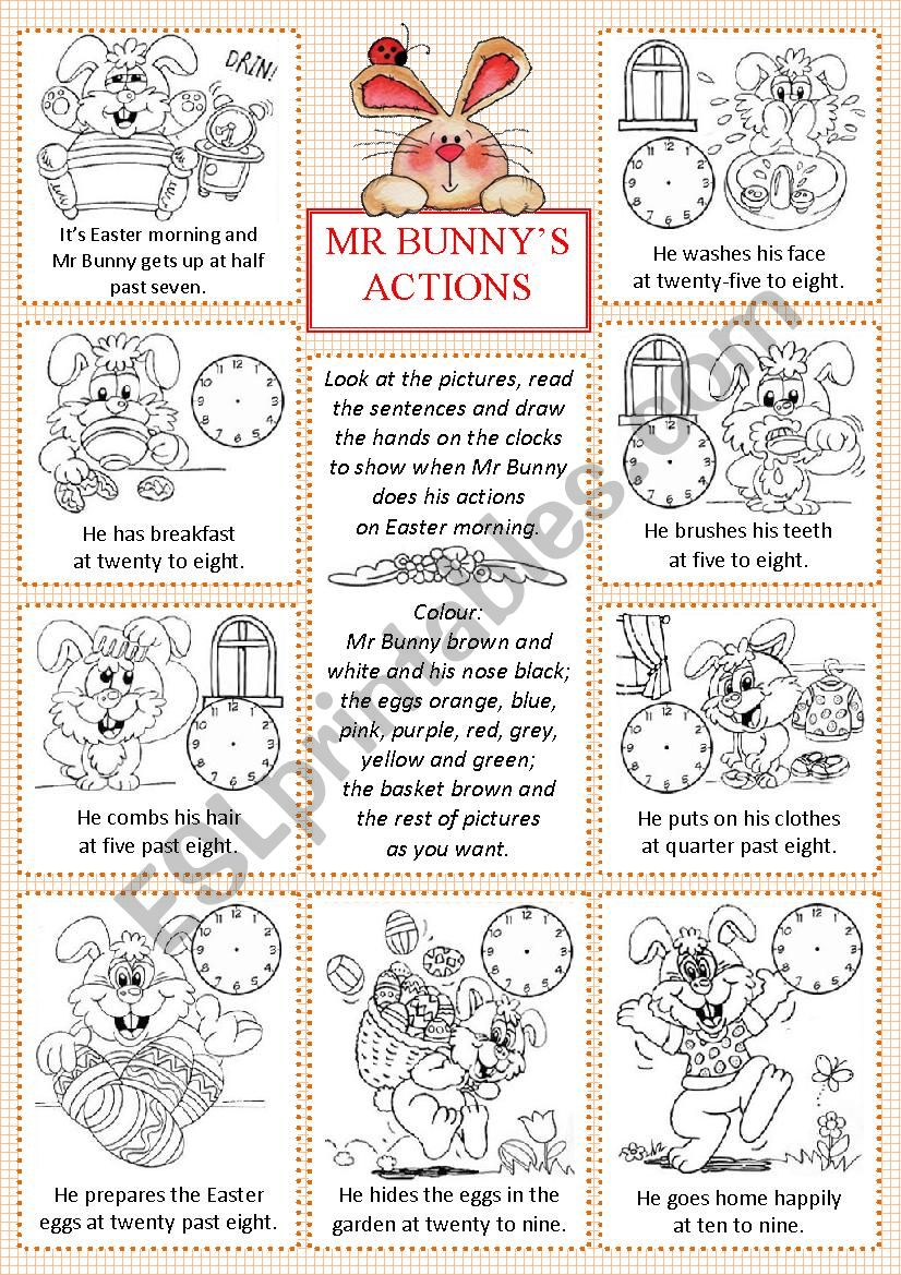 Mr Bunnys actions worksheet