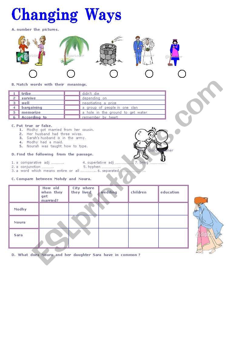 changing  ways worksheet