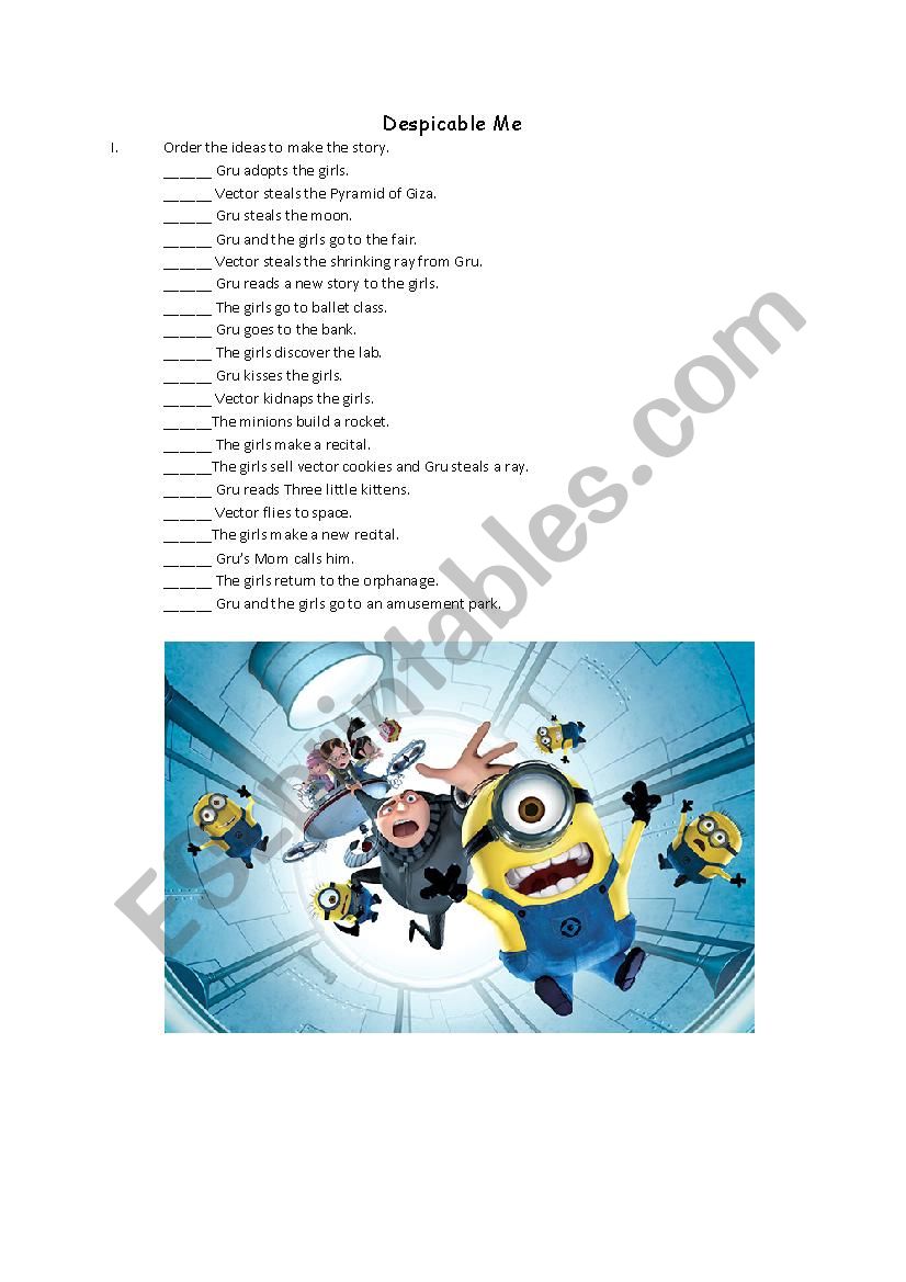 Despicable Me worksheet