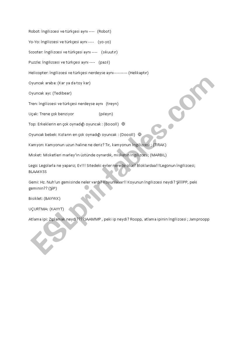 MY TOYS worksheet