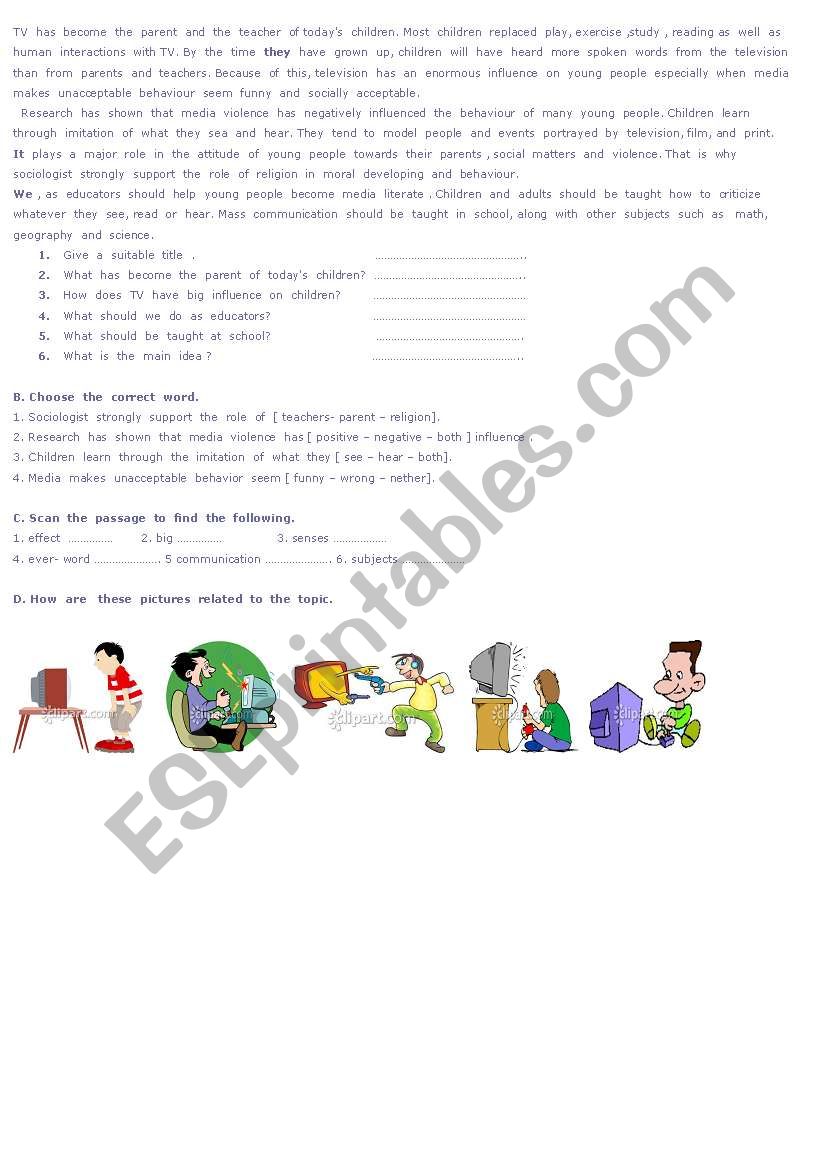 media worksheet