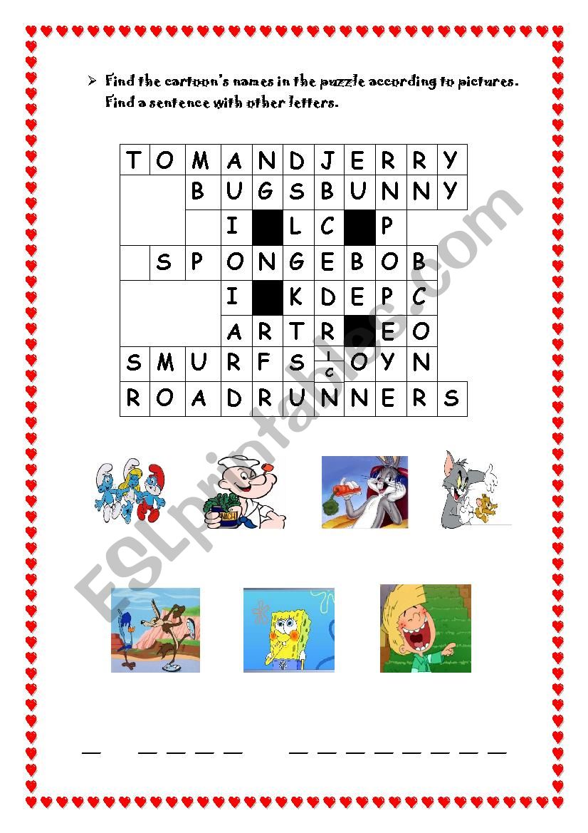 cartoons-puzzle worksheet