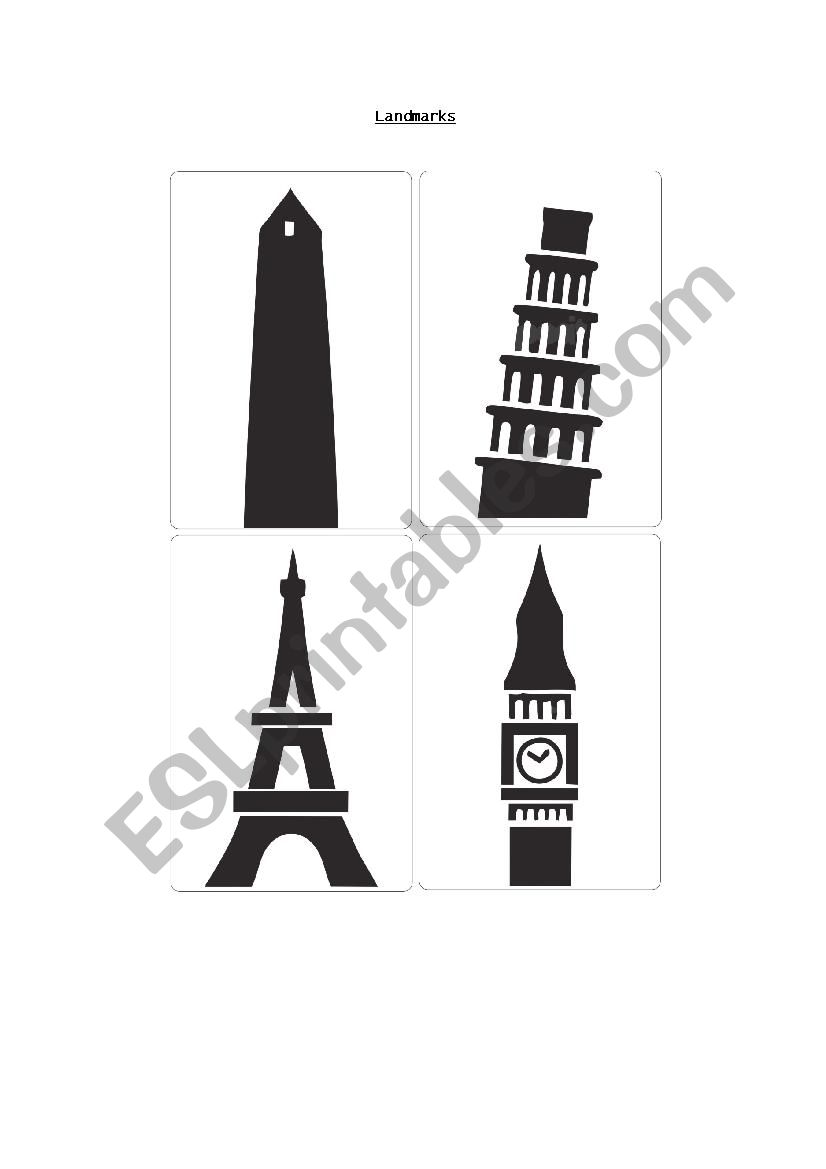 Landmarks worksheet