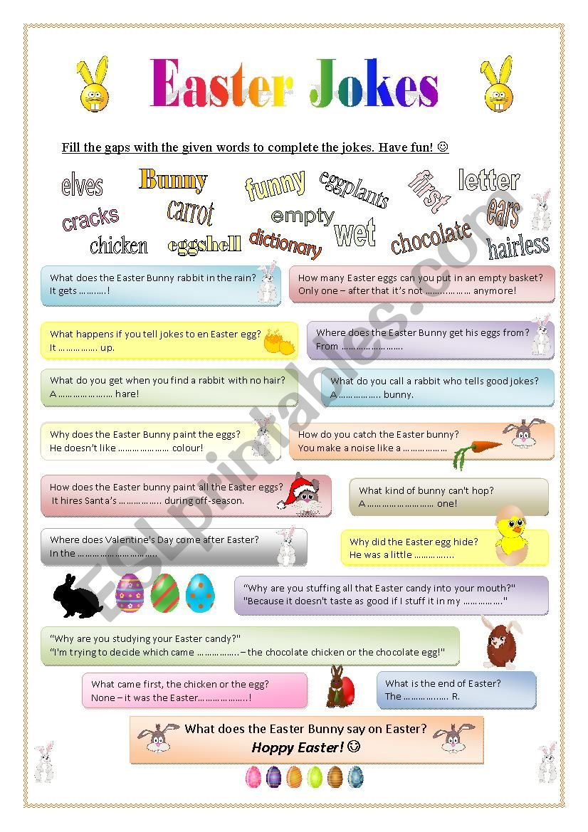 Easter Jokes 2 - gap-filling worksheet