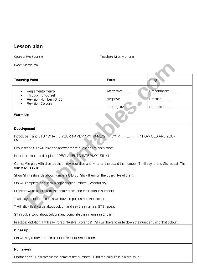 lesson plan worksheet