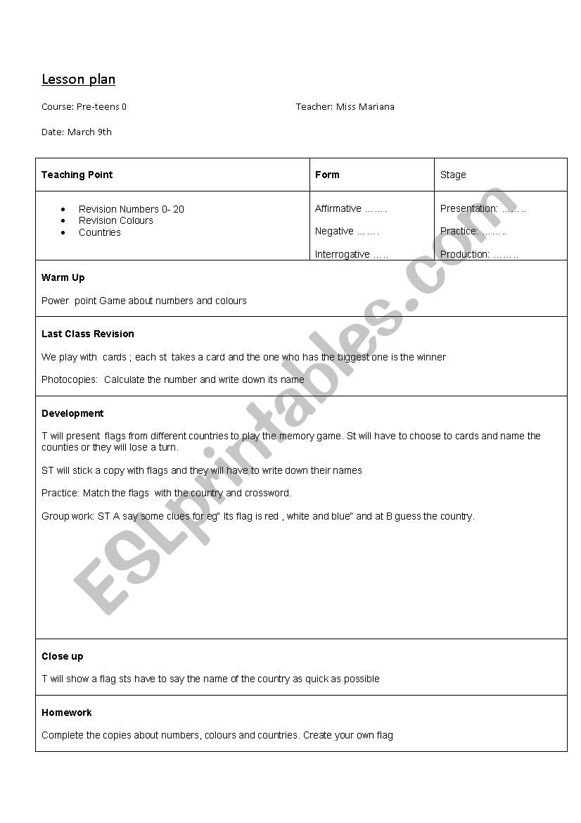 lesson plan worksheet