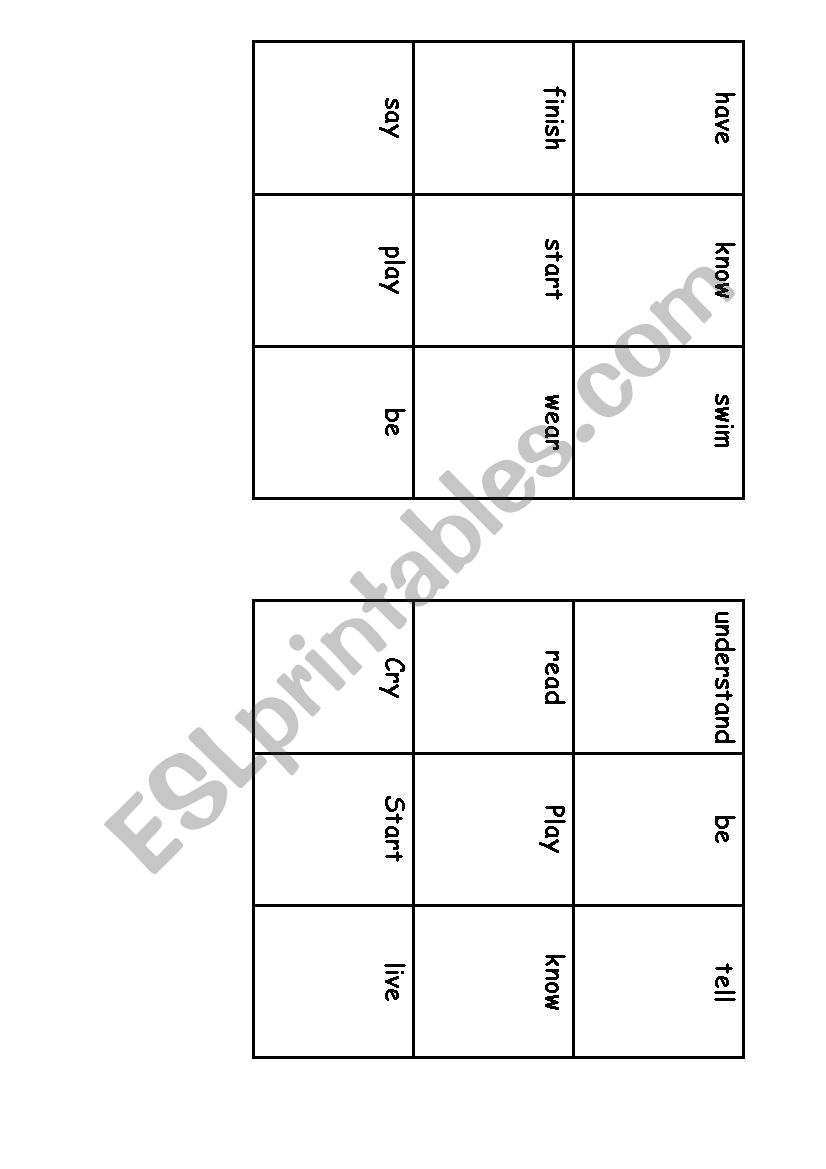 Verbal Bingo - Simple Past worksheet