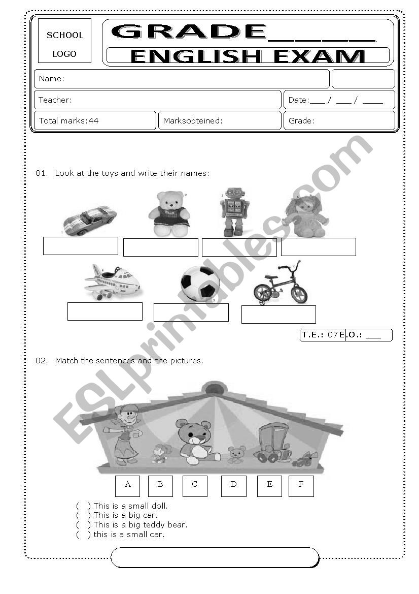 Toys English Exercise worksheet