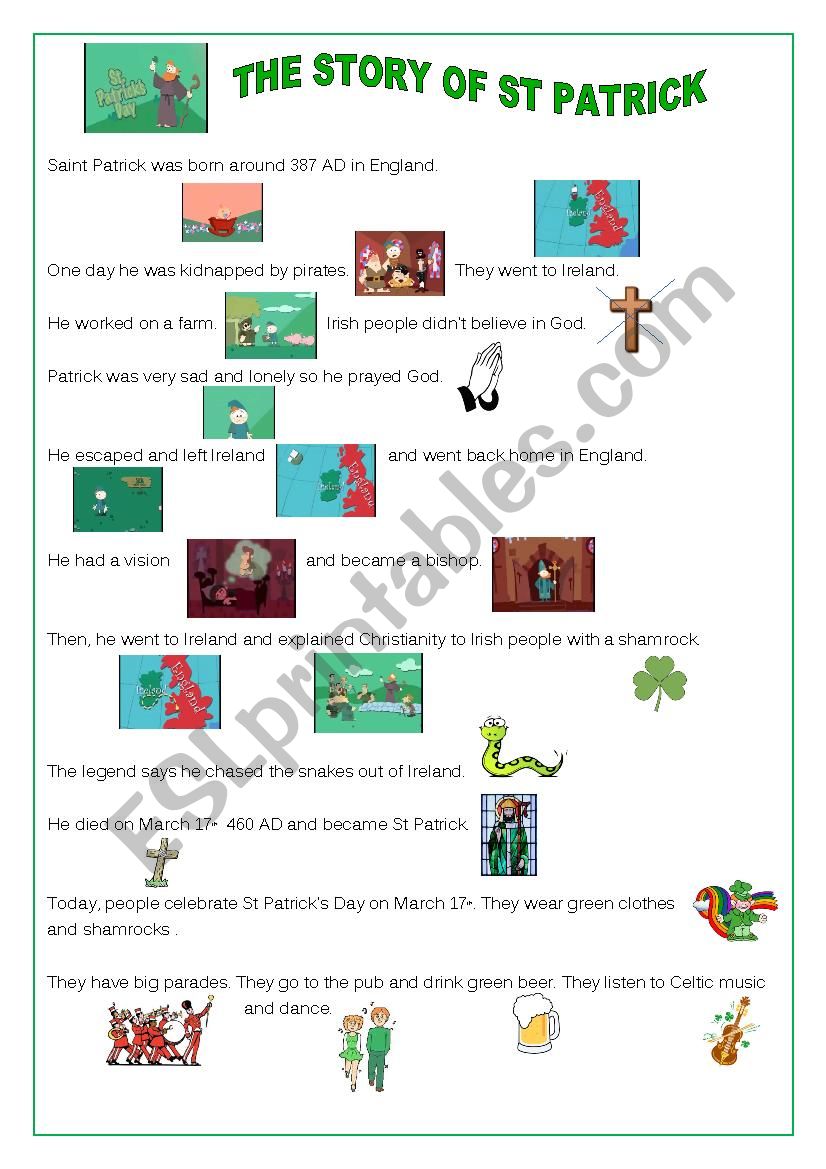 The story of St Patrick worksheet