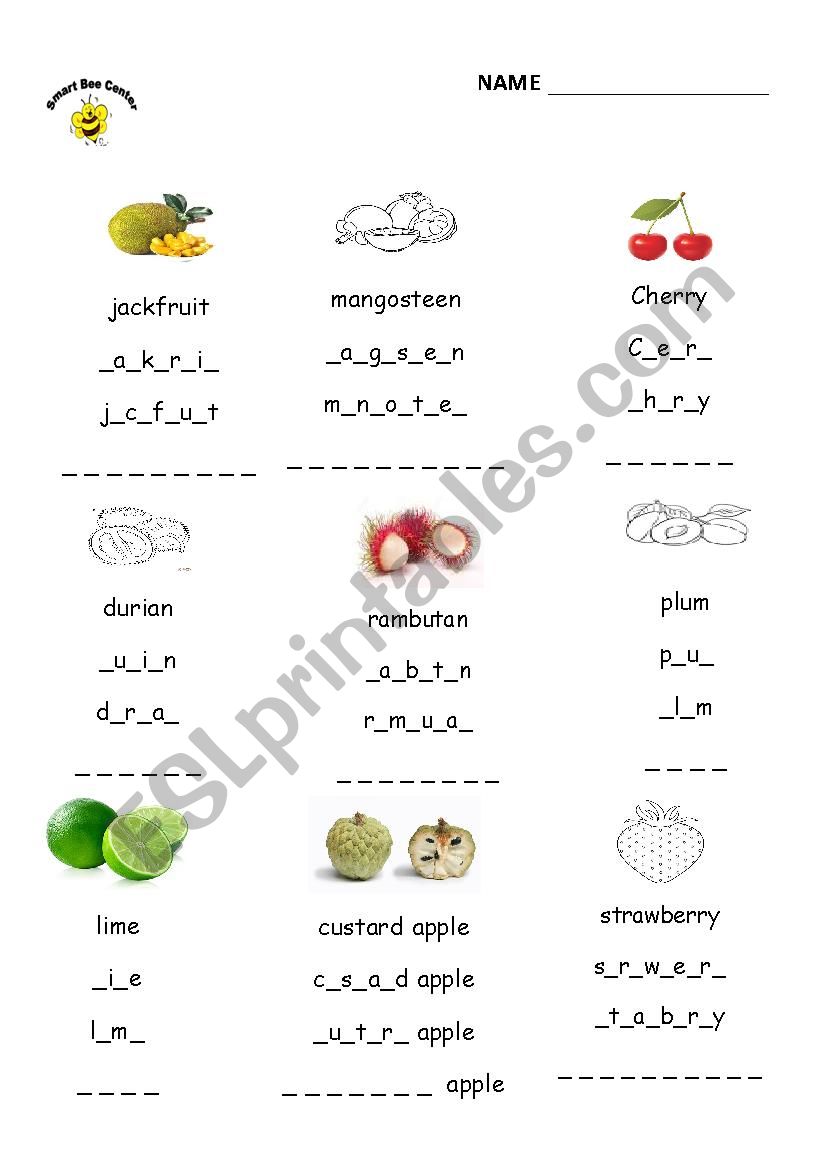 food worksheet