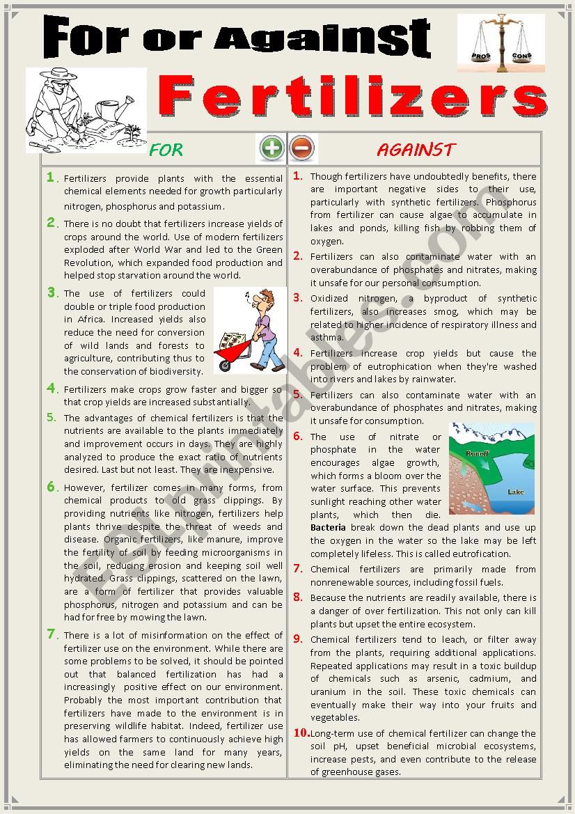 For or against fertilizers (debating)