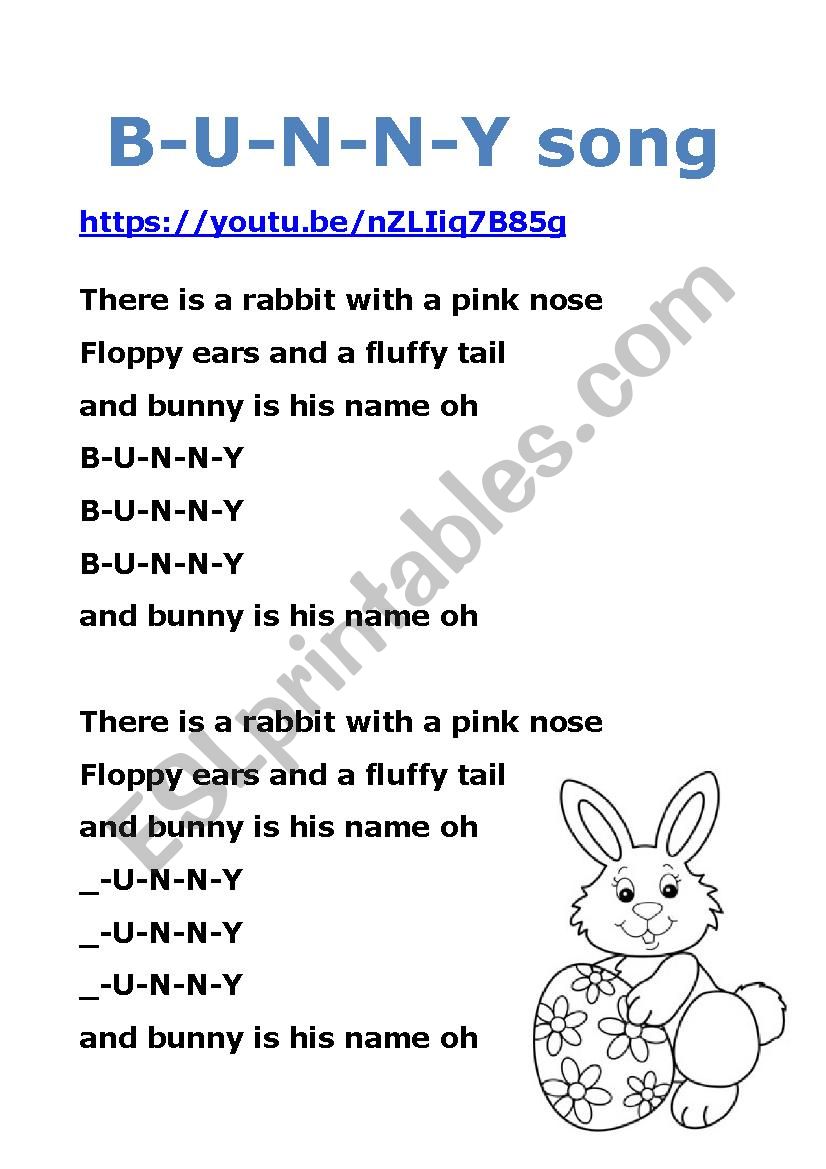 Bunny Song worksheet