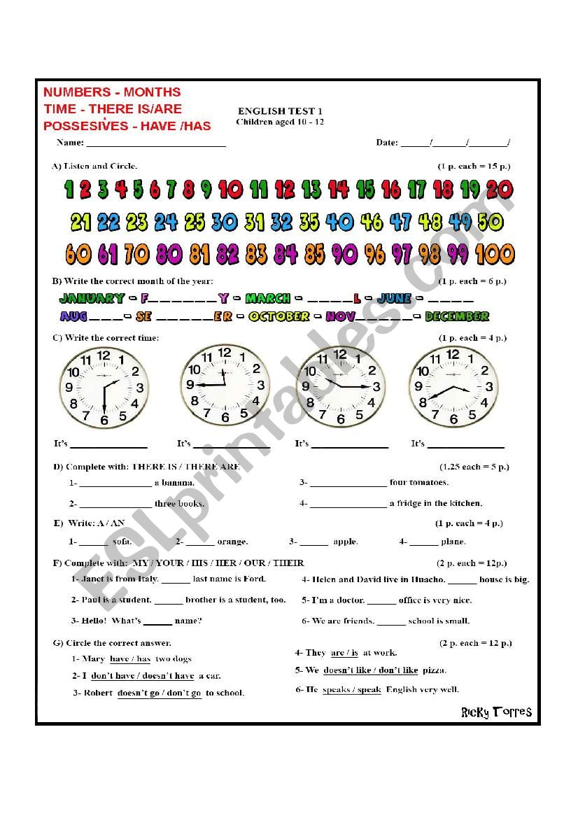 Worksheet Kids Aged 10-12 worksheet