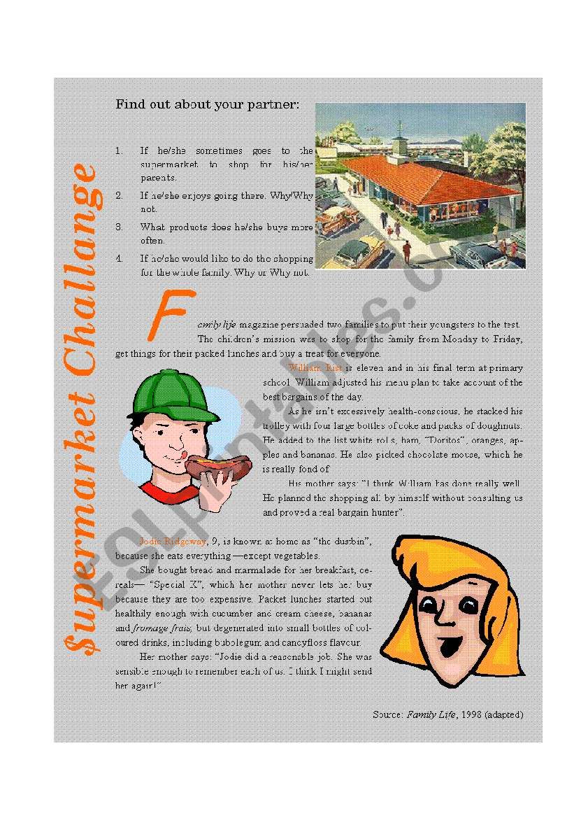 Supermarket Challange worksheet
