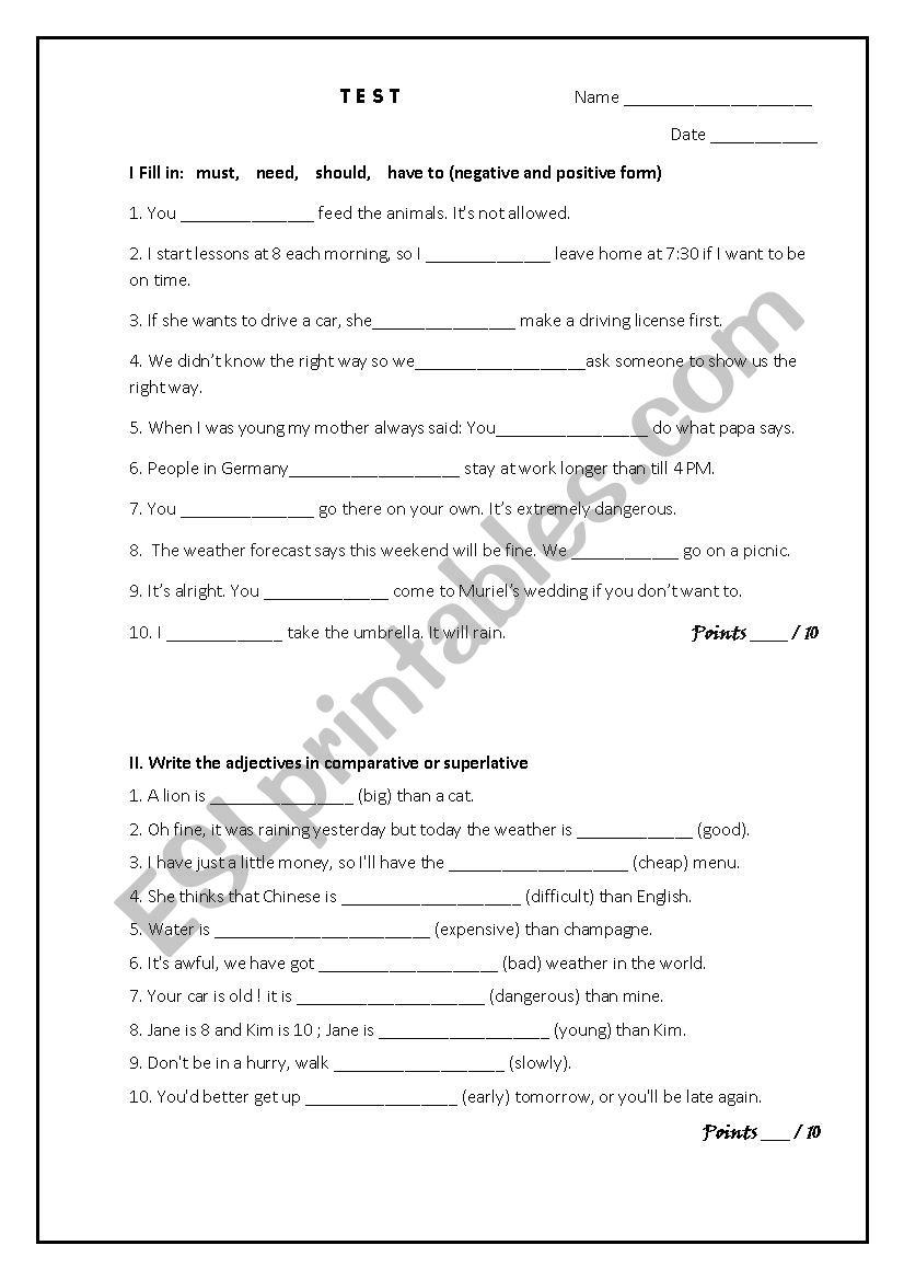 Test  worksheet