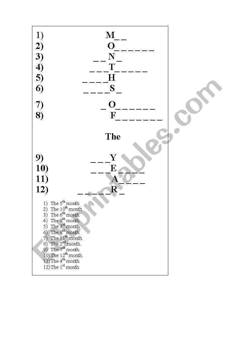 crossword (months of the year)