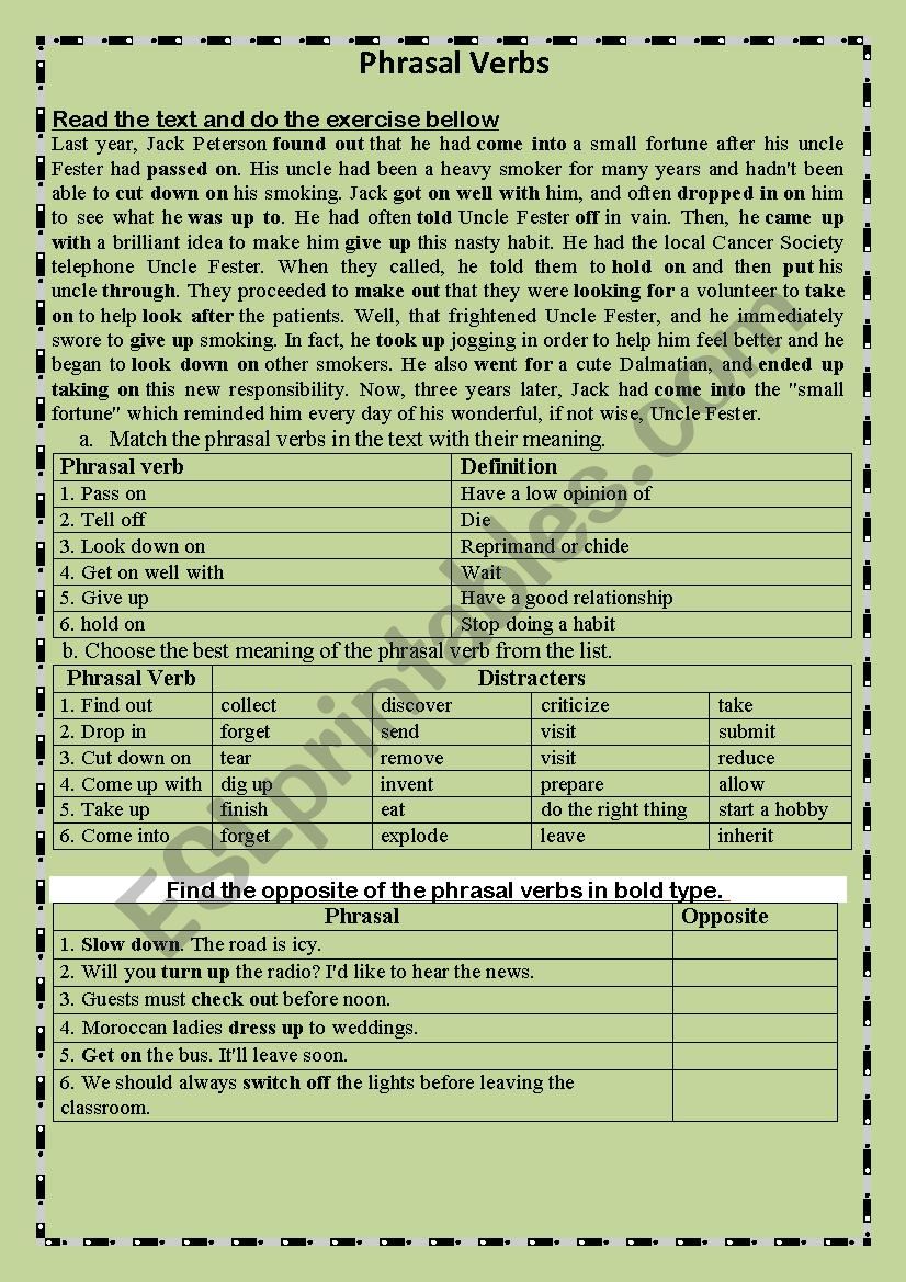 Phrasal Verbs through context.