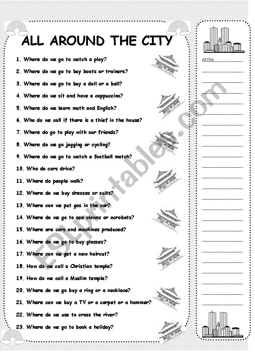 All around the city 2 worksheet