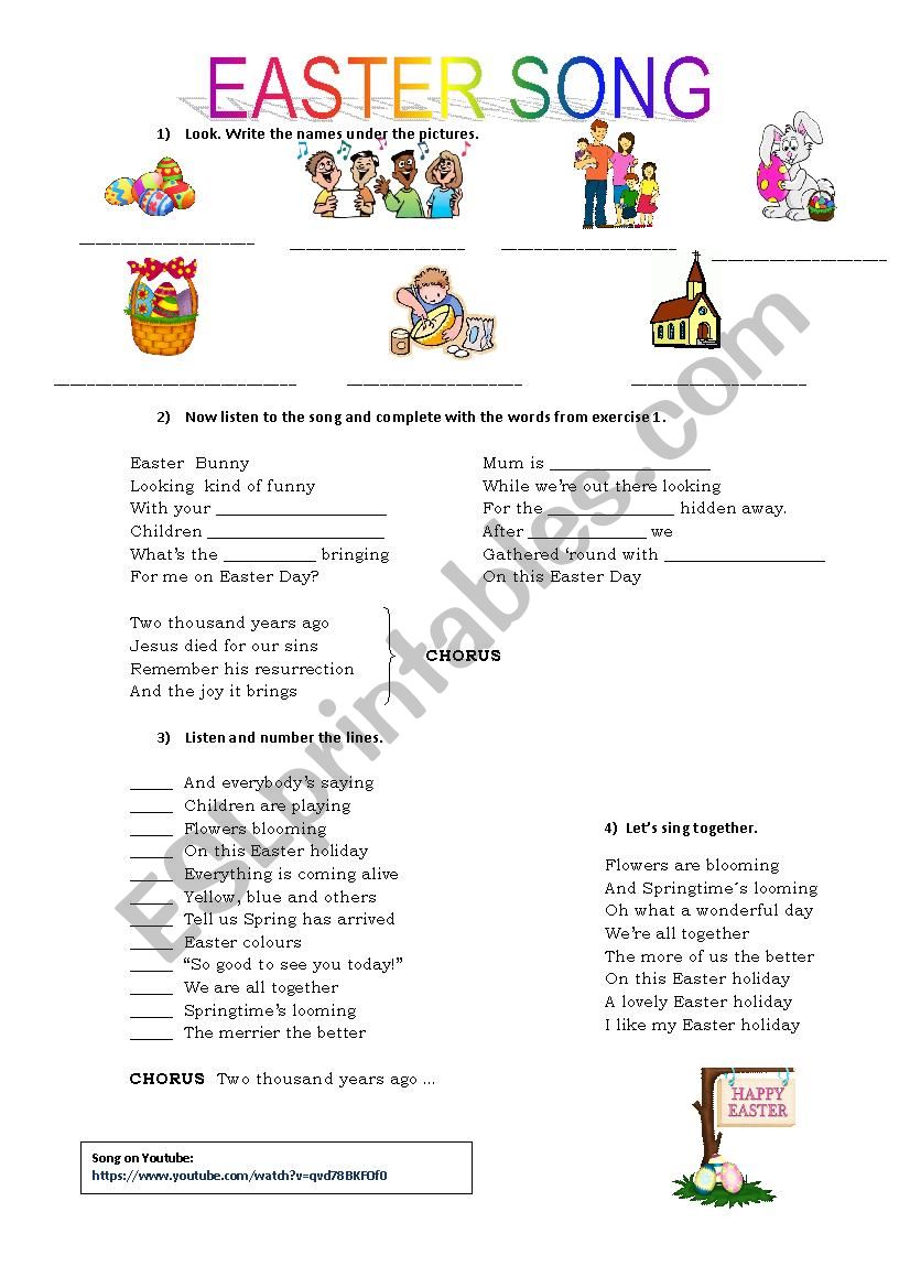 EASTER SONG worksheet