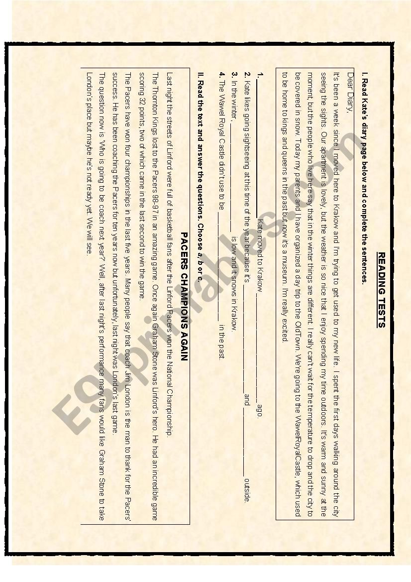 Reading comprehension activities