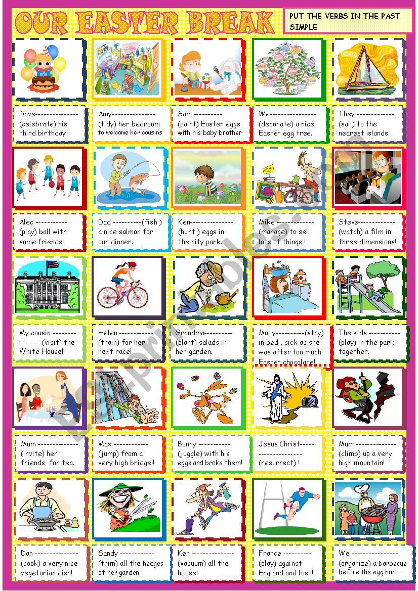 Our Easter break: past simple regulars 2 for beginners