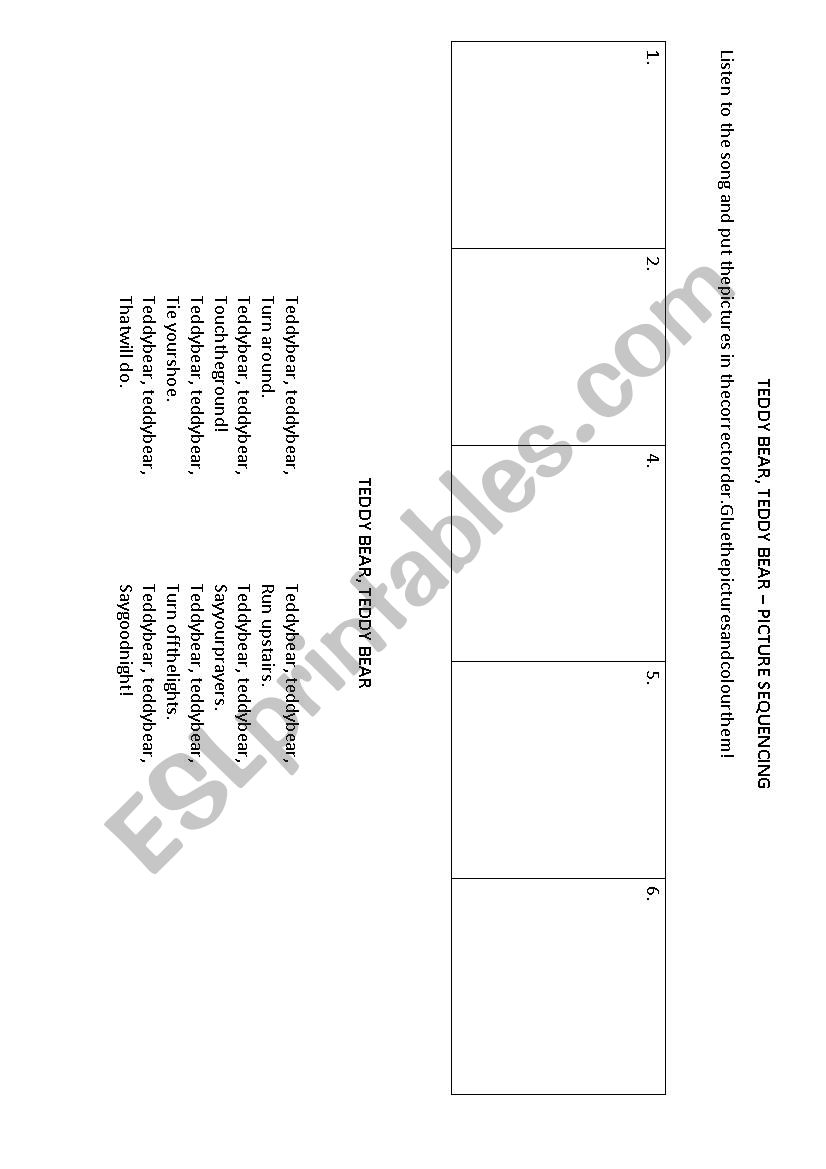 Teddy bear, teddy bear - picture sequencing 
