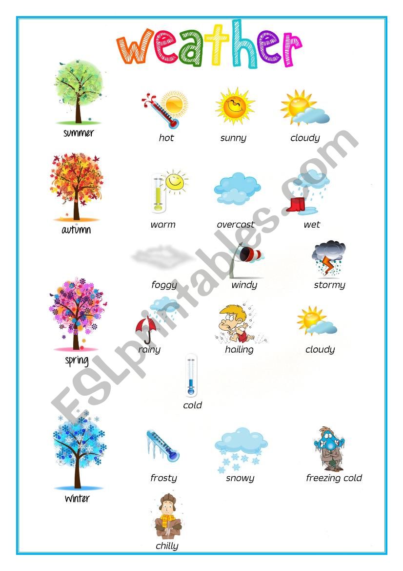 WEATHER pictionary worksheet