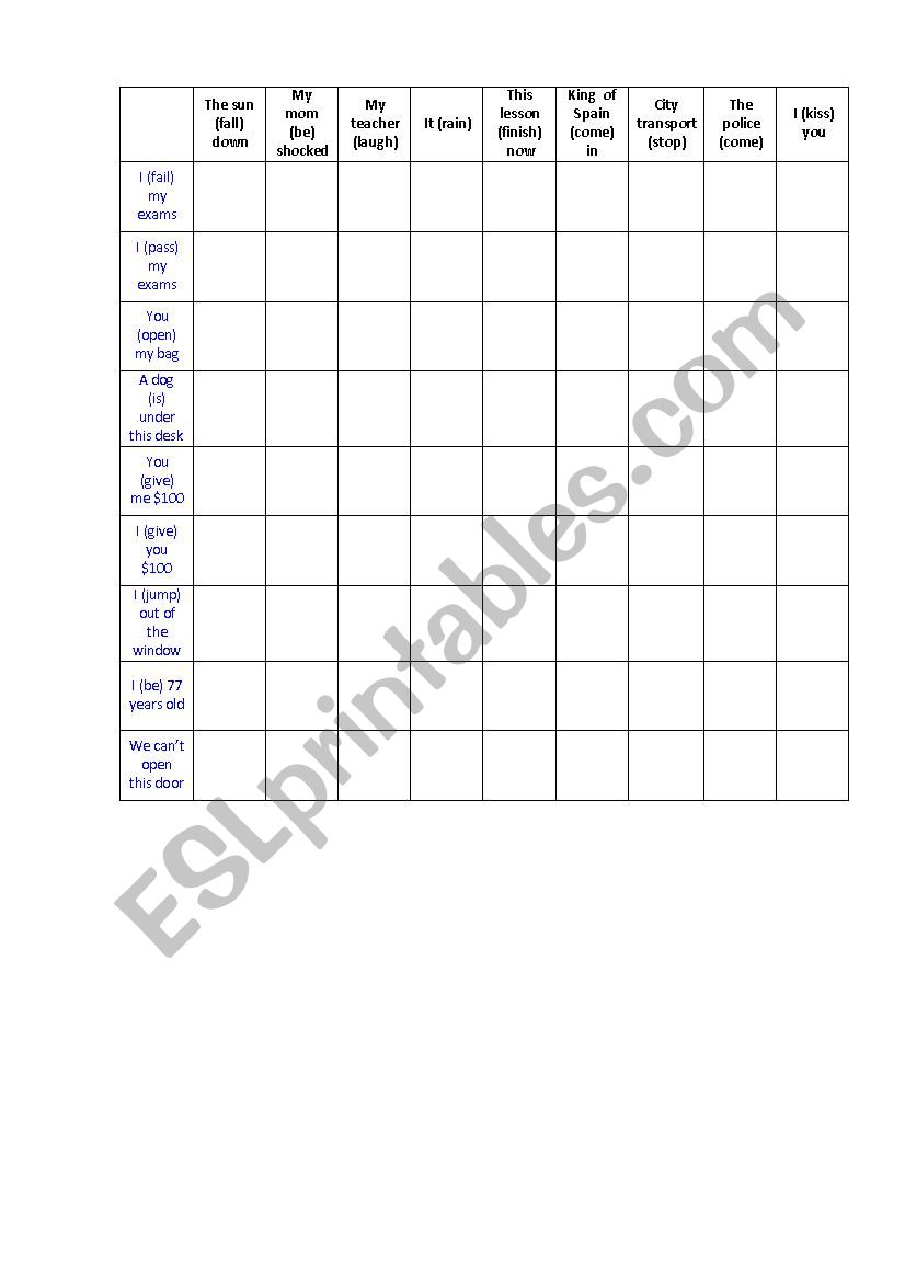 Noughts and crosses worksheet