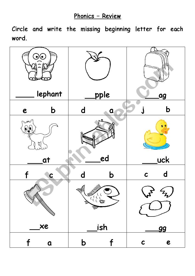 Phonics worksheet