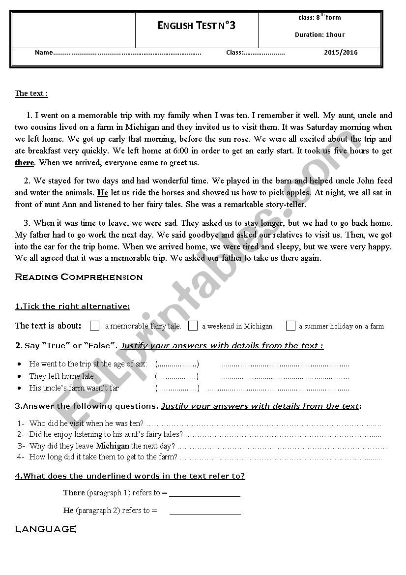 EXAM worksheet