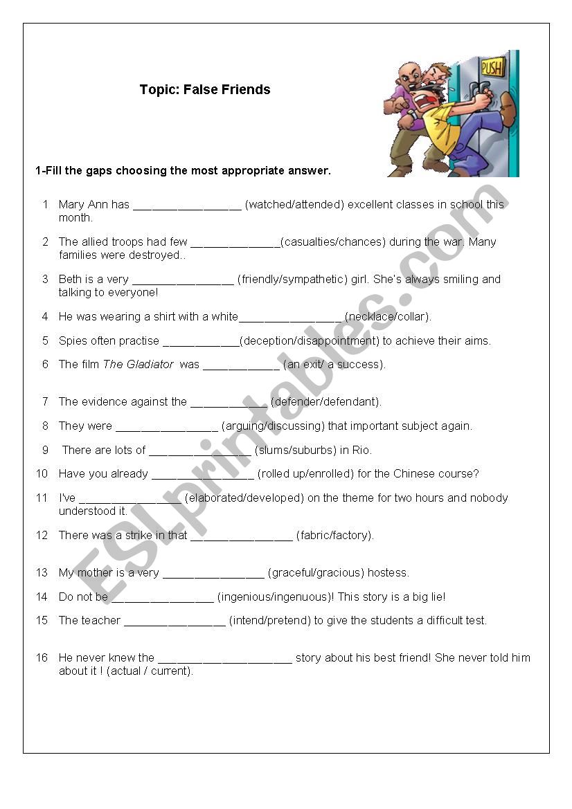 False Friends worksheet