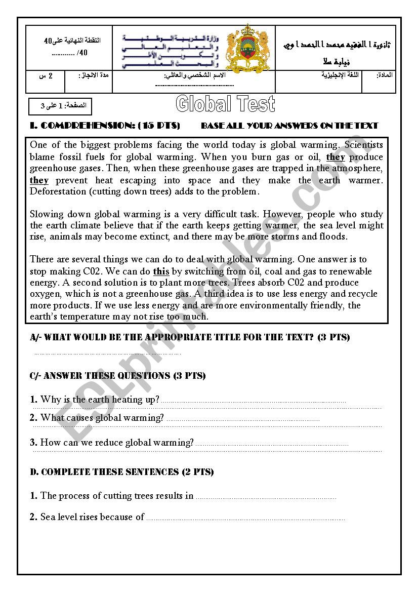 Environment - global warming - global test