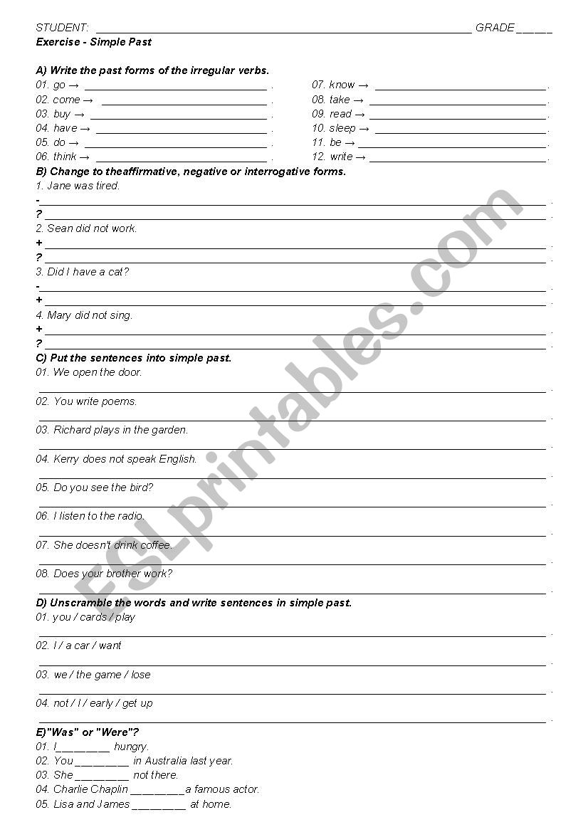 Exercise - Simple Past worksheet