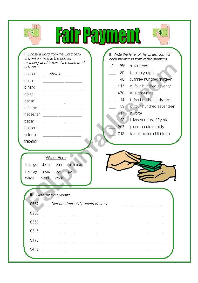 Fair Payment worksheet