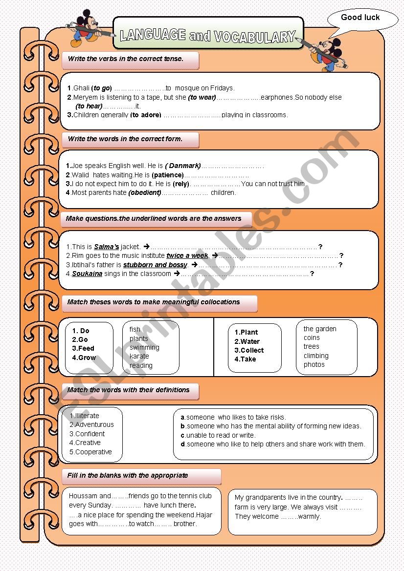 GRAMMAR TEST worksheet