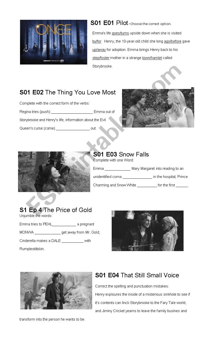Series: Once upon a time worksheet