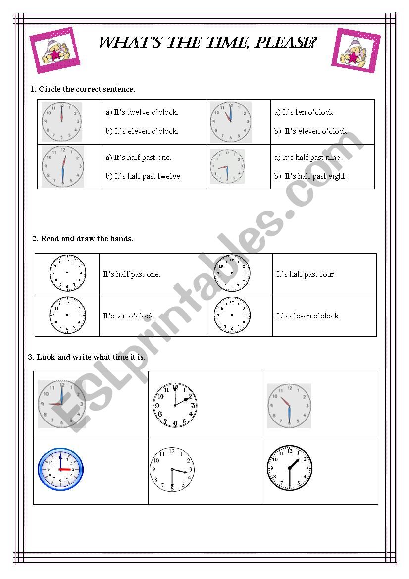 Telling time worksheet