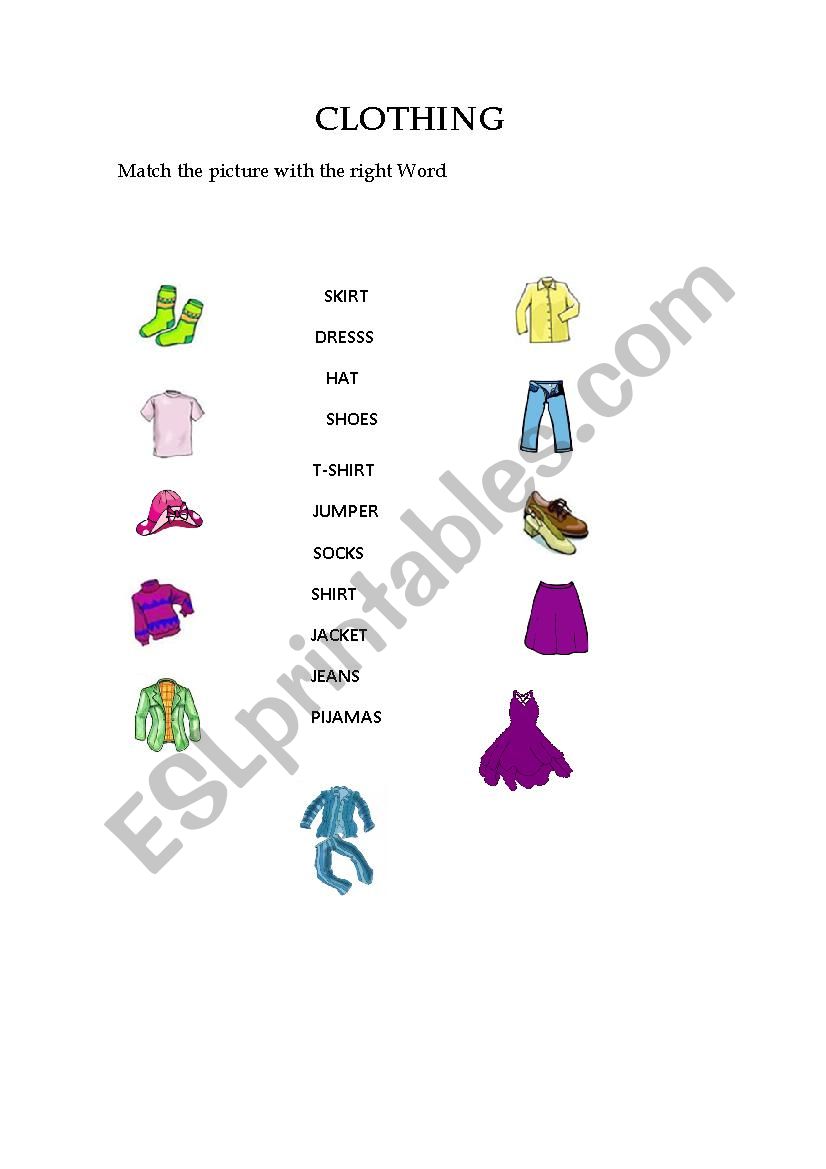 Clothes worksheet