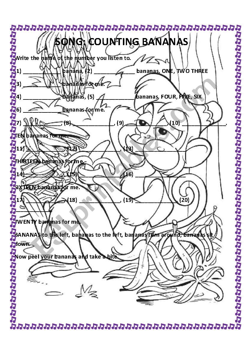 COUNTING BANANAS worksheet