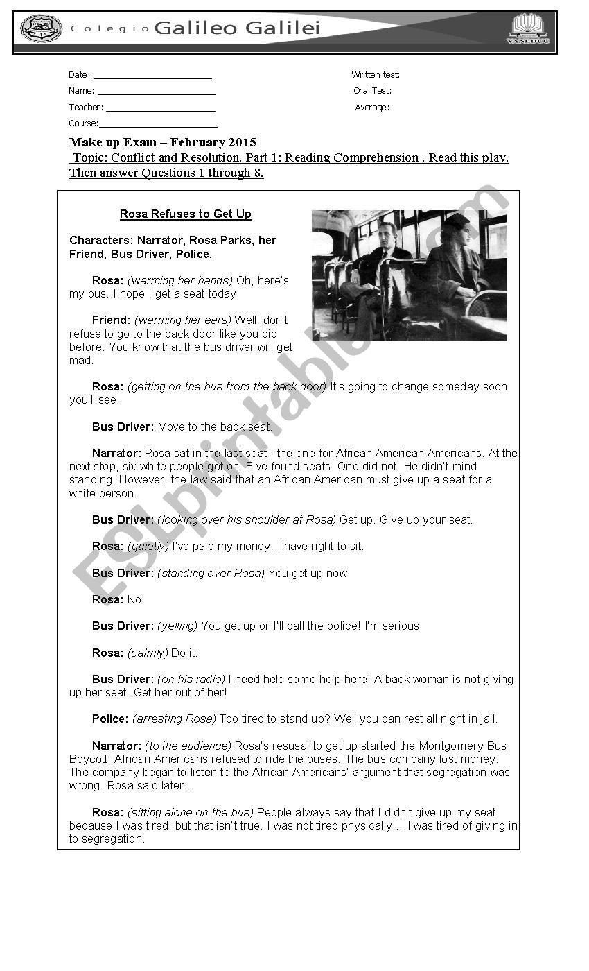 Test: Rosa Parks and Segregation