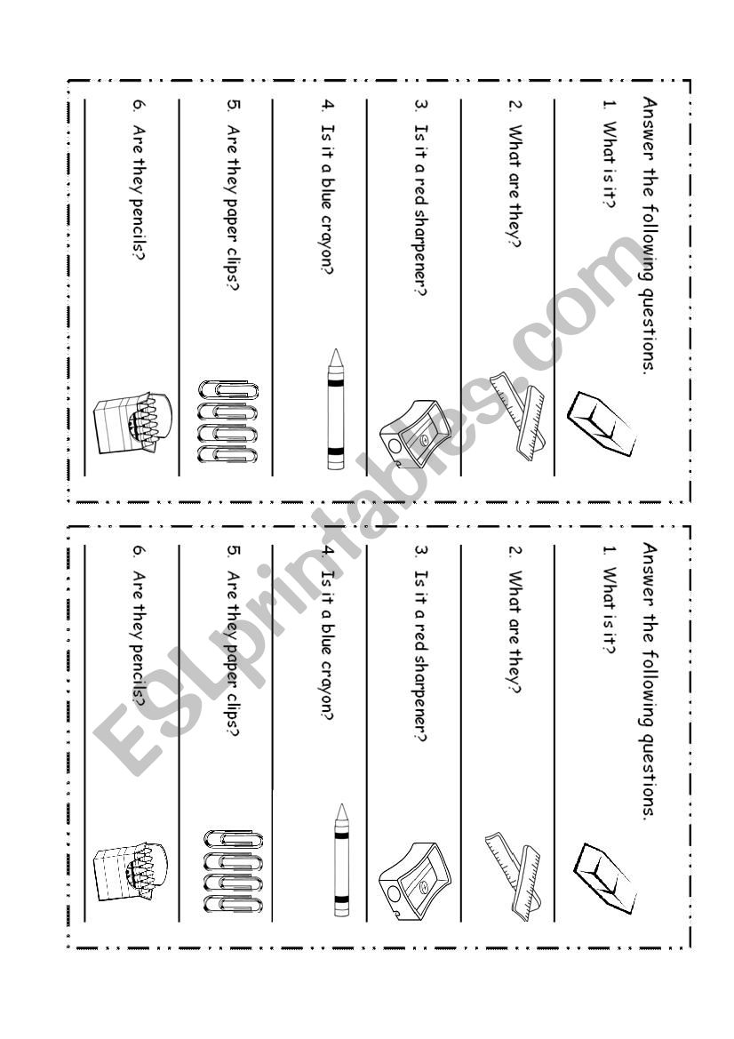 Questions On School Objects worksheet